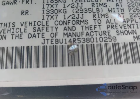 2003 Toyota 4Runner Sr5 Sport V6 from USA, damaged, VIN JTEBU14R538010259